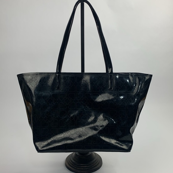 Kate Spade Black Shiny Patent Leather Tote Bag Tan spade lined with pockets - Picture 2 of 16